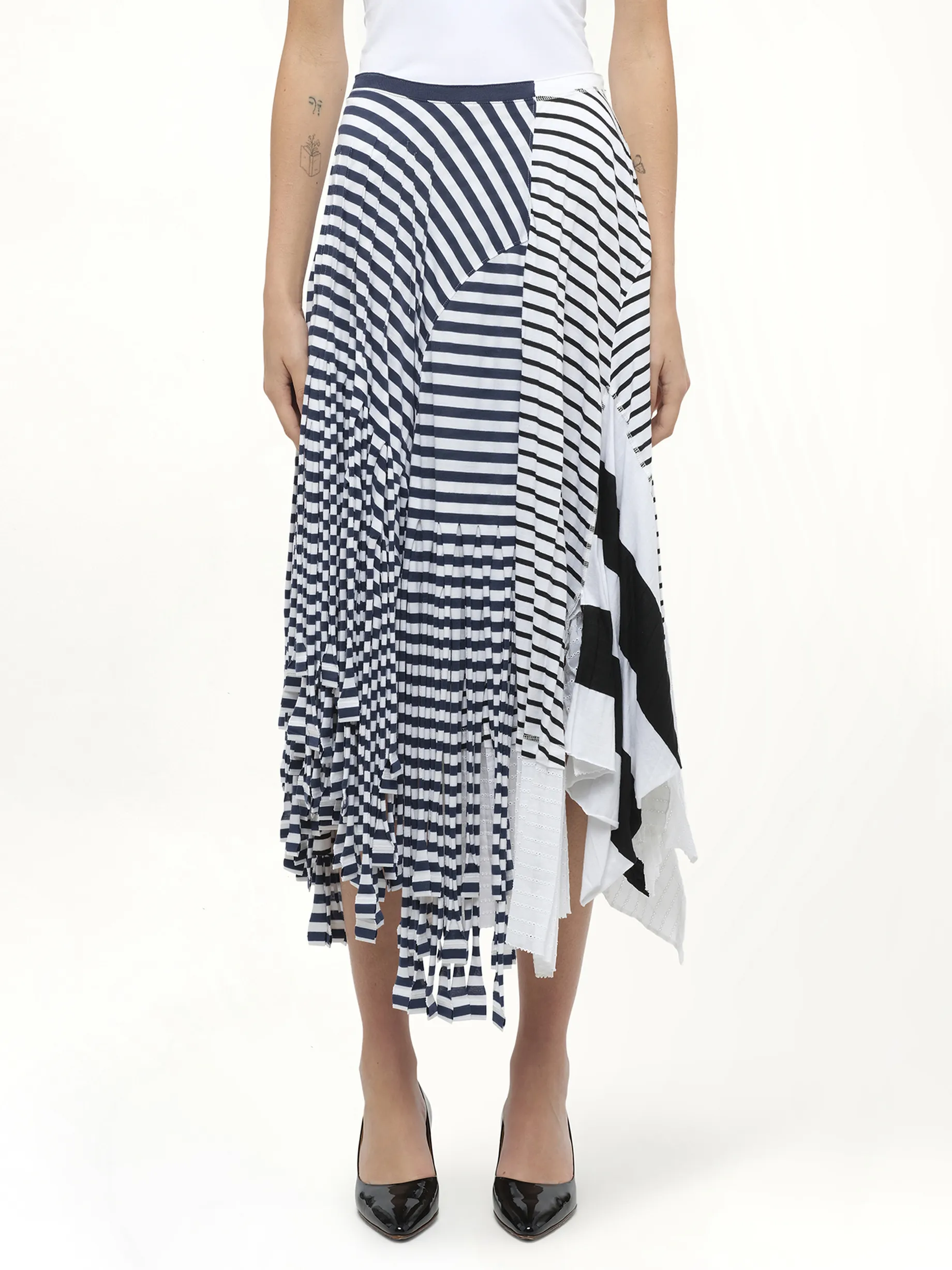 Stripe Jersey Skirt in Navy sold by MARAIS