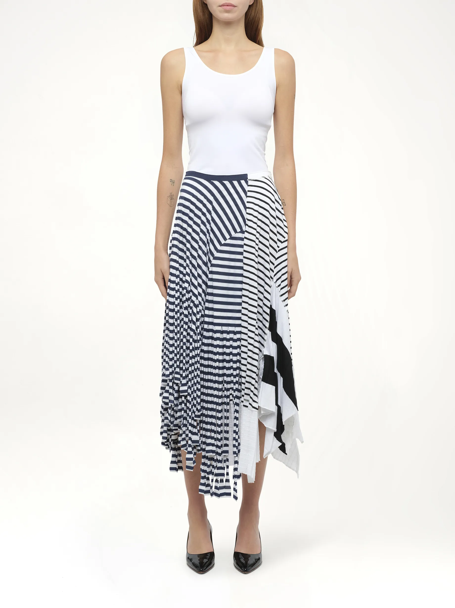Stripe Jersey Skirt in Navy sold by MARAIS product image thumbnail 4