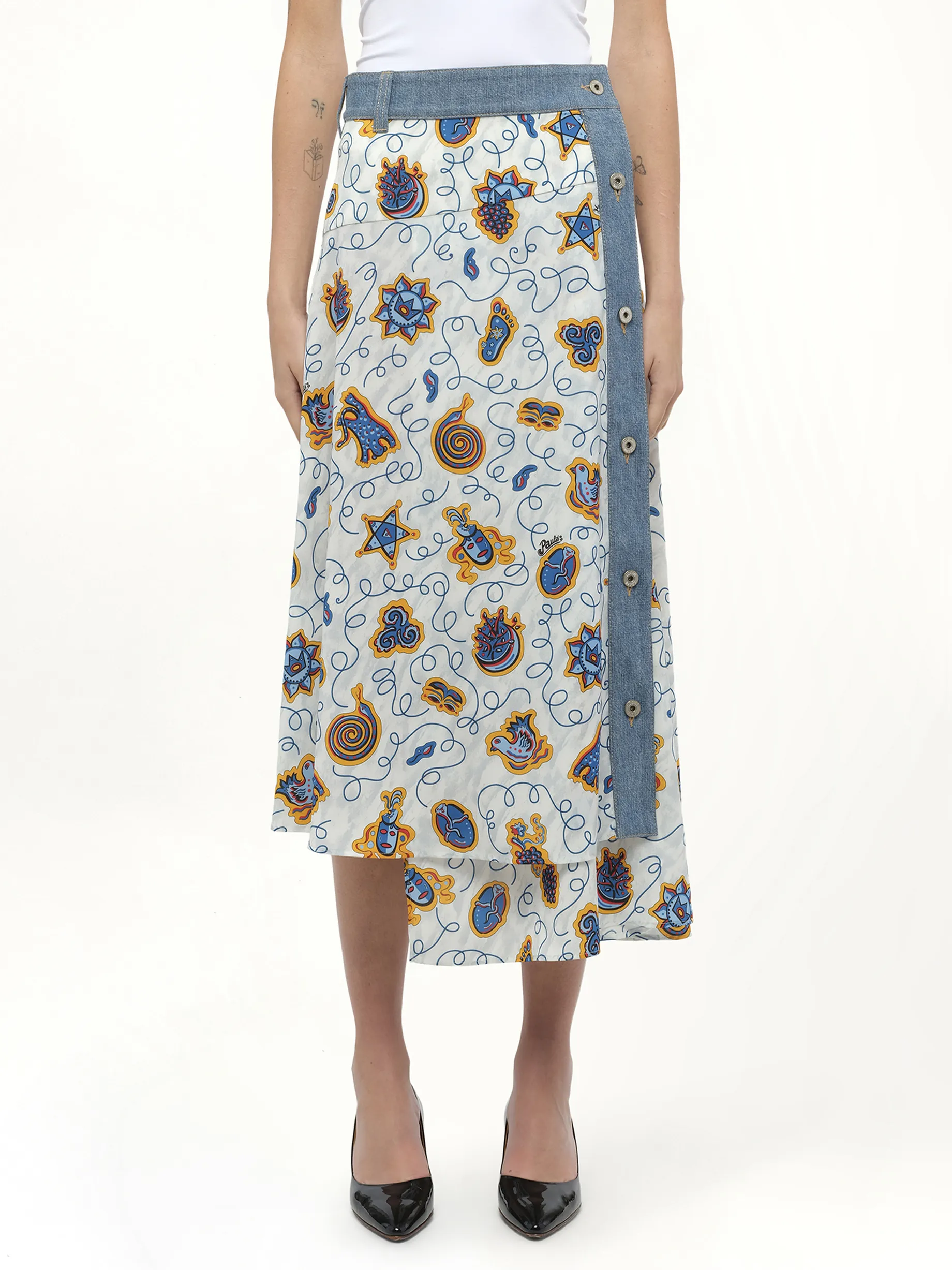 Loewe x Paula Prt Skirt Denim in White sold by MARAIS