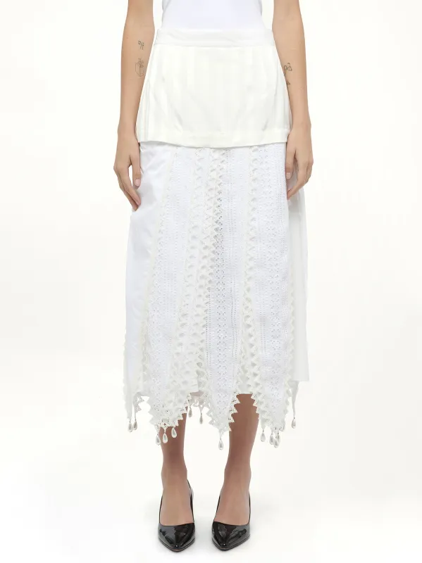 Lace Petal Skirt in White sold by MARAIS