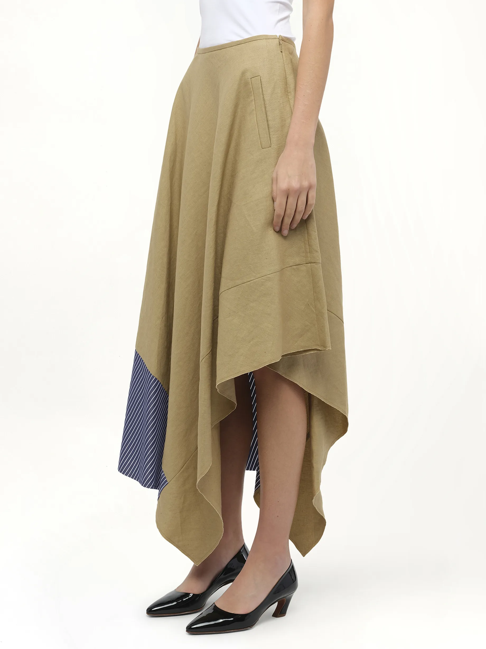 Asym Stripe Skirt in Beige sold by MARAIS product image thumbnail 2
