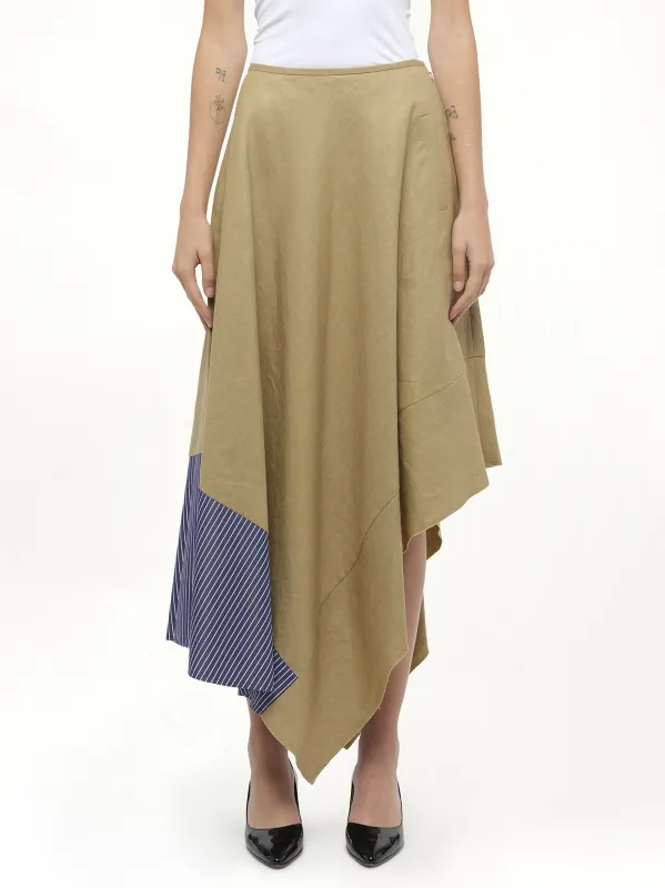 Asym Stripe Skirt in Beige sold by MARAIS