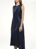 Sleeveless Satin Dress in Navy sold by MARAIS