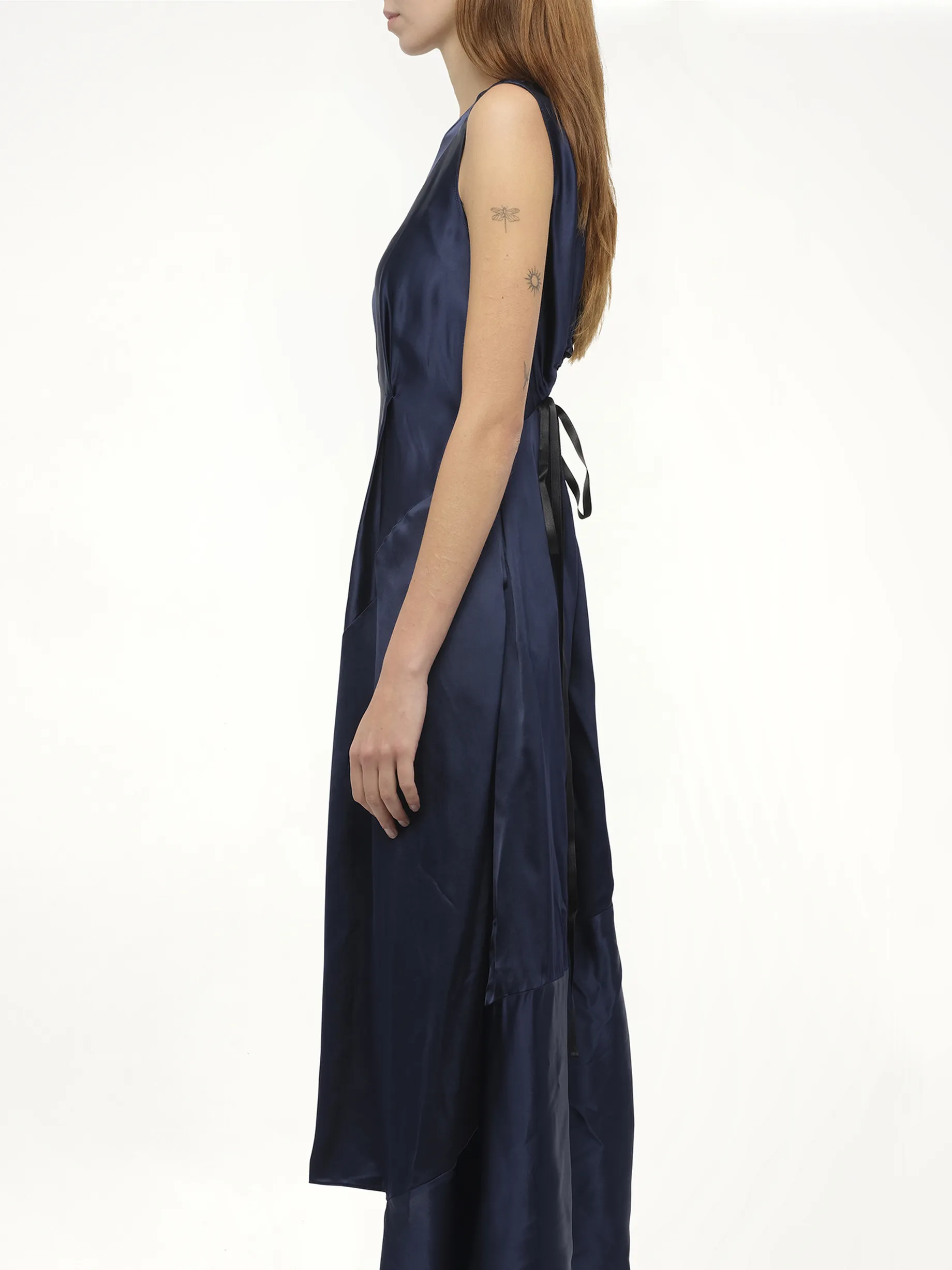 Sleeveless Satin Dress in Navy sold by MARAIS product image thumbnail 5