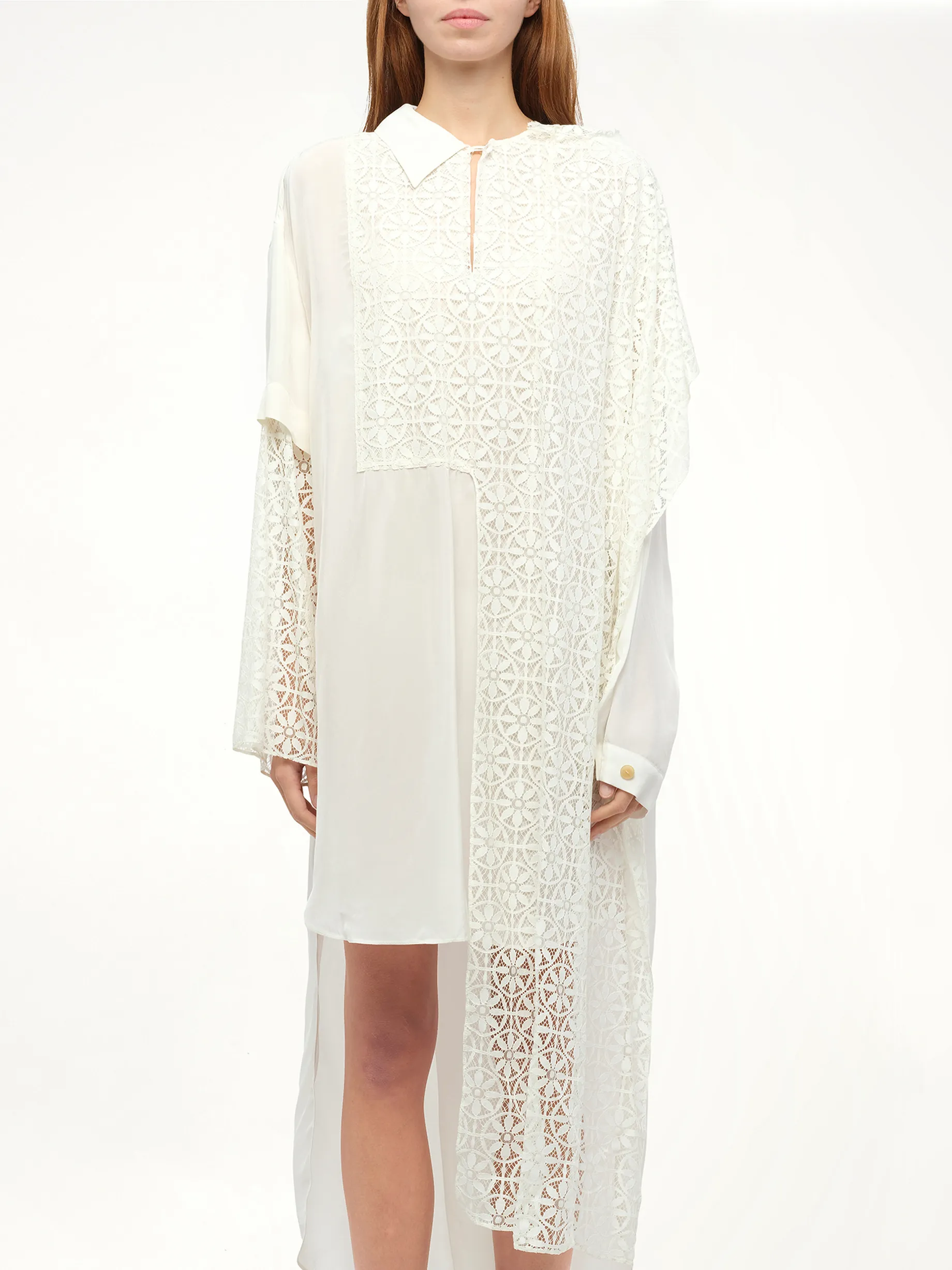 Lace Shirtdress in White sold by MARAIS