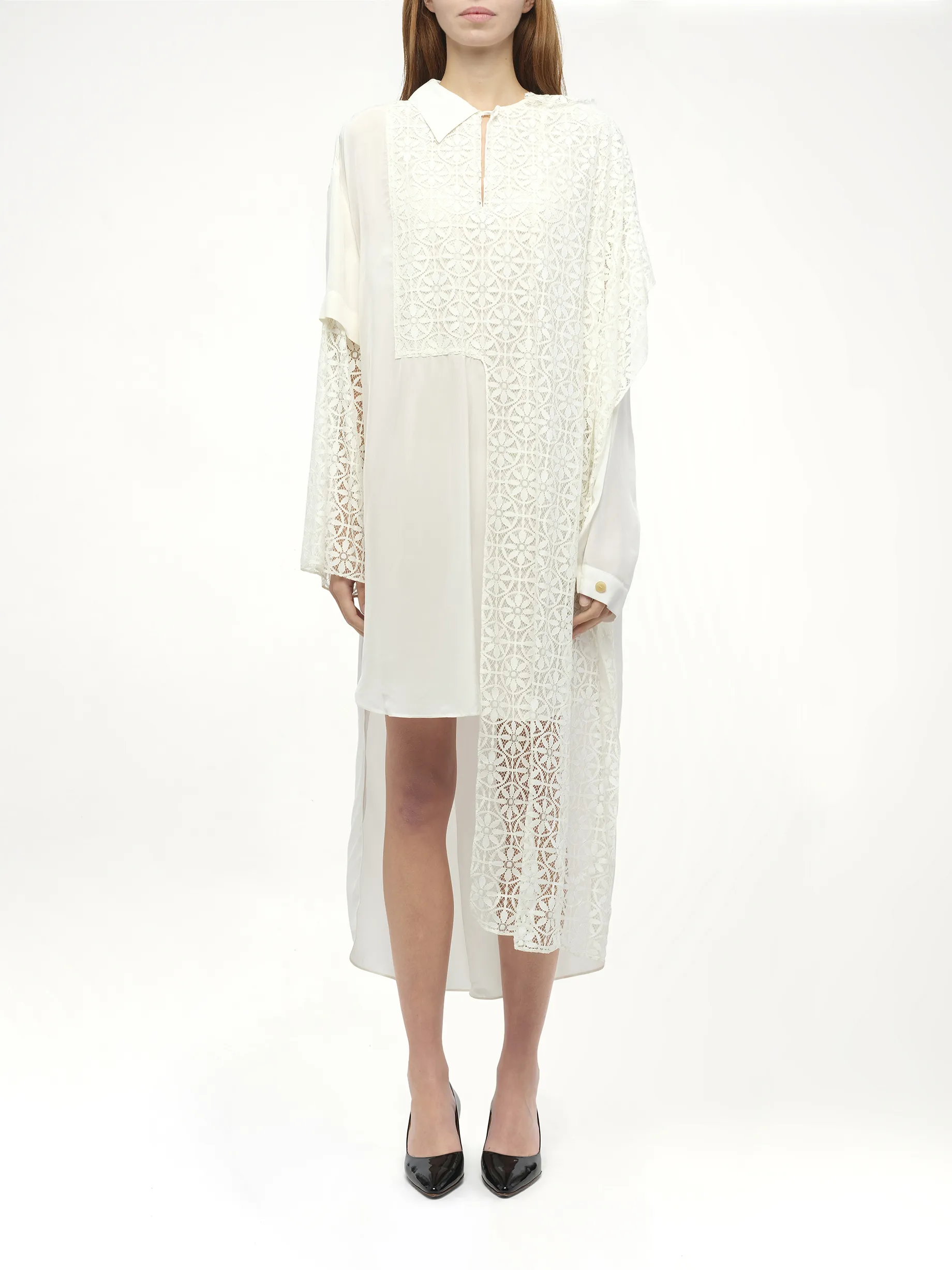 Lace Shirtdress in White sold by MARAIS product image thumbnail 4