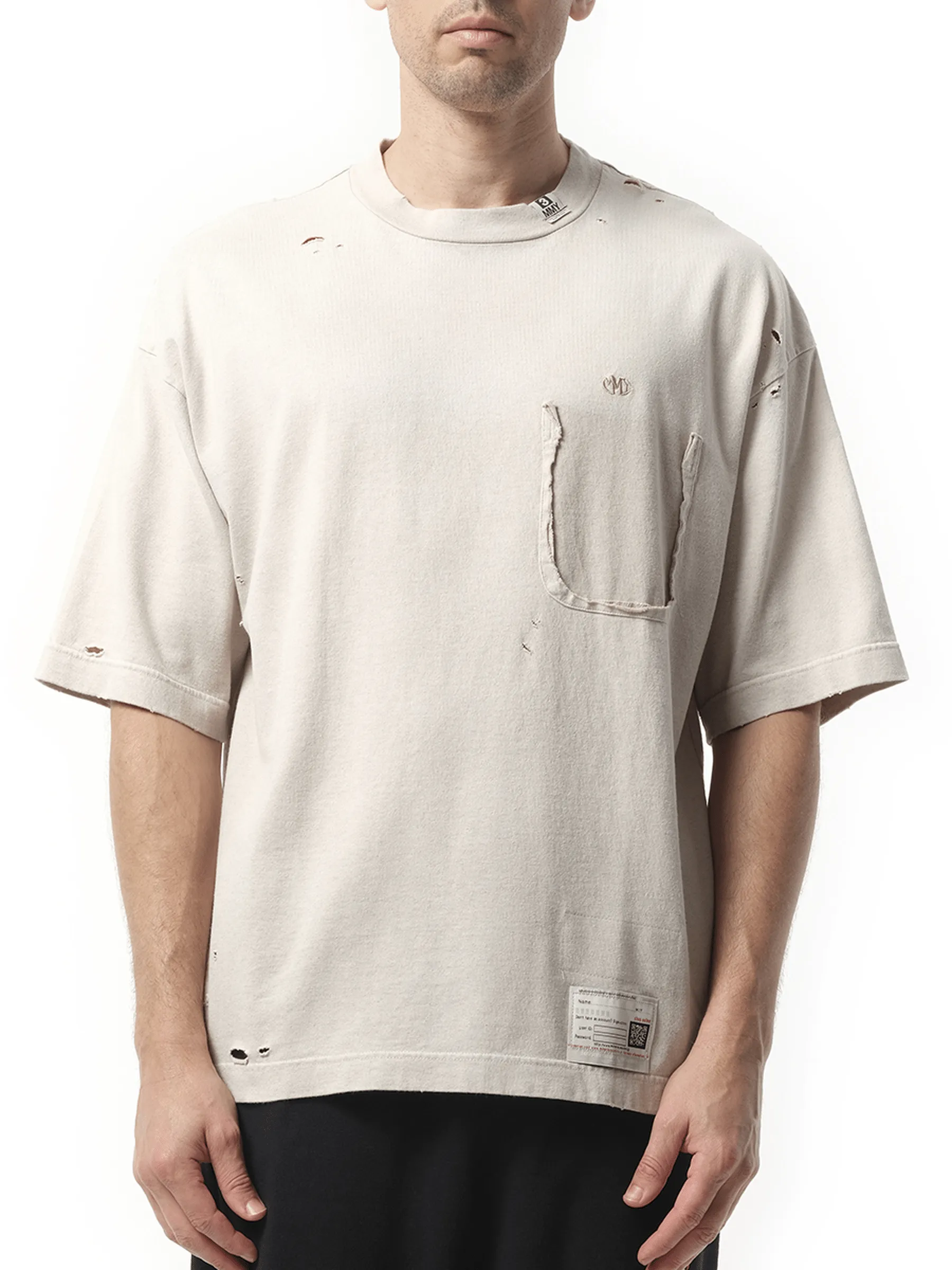 Sun Fade Distressed T-Shirt in Beige sold by MARAIS