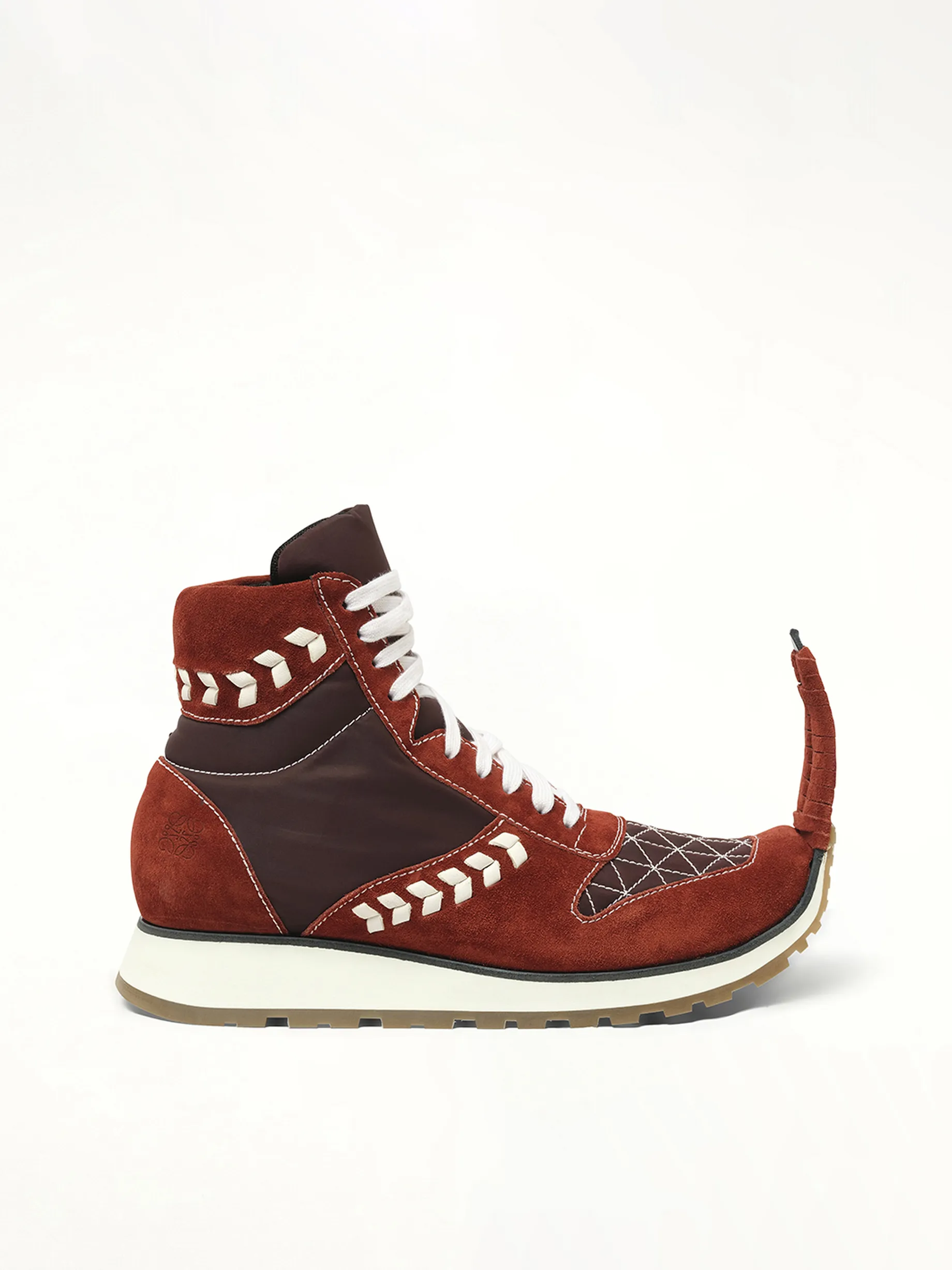 Dinosaur Sneaker Hi in Red sold by MARAIS