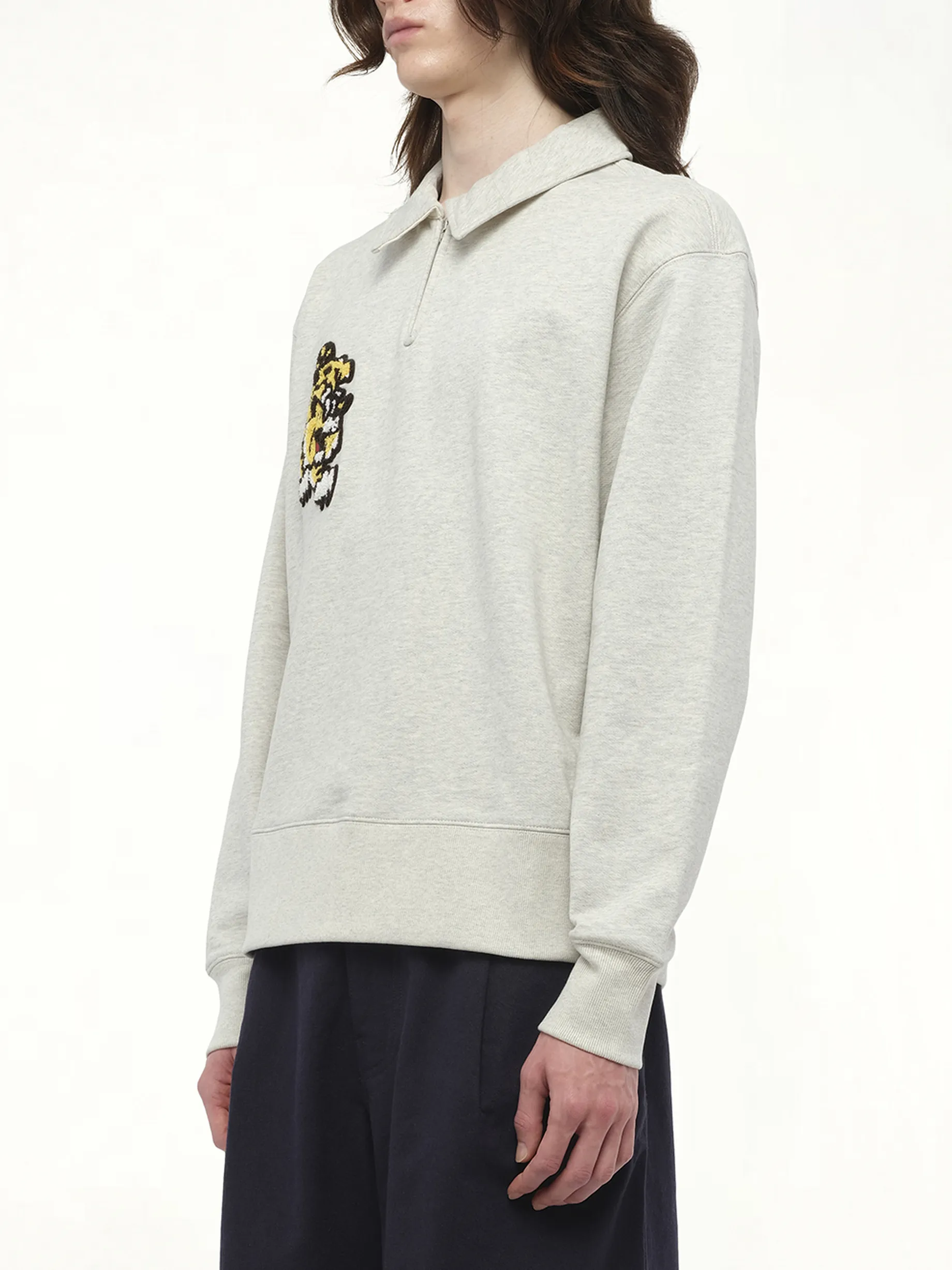 Gots Verdy Collection Half Zip Sweatshirt in Pale Grey sold by MARAIS product image thumbnail 5