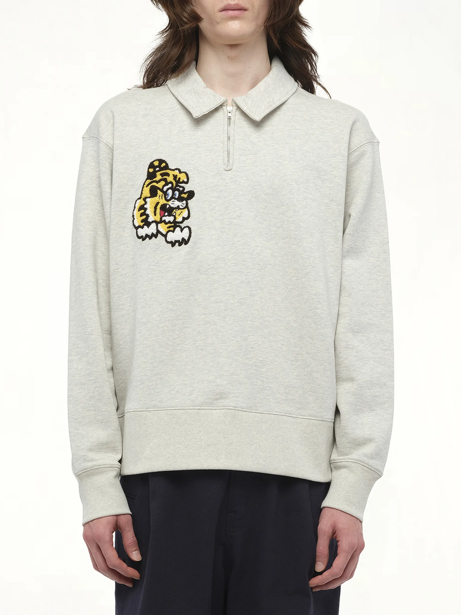 Gots Verdy Collection Half Zip Sweatshirt in Pale Grey sold by MARAIS