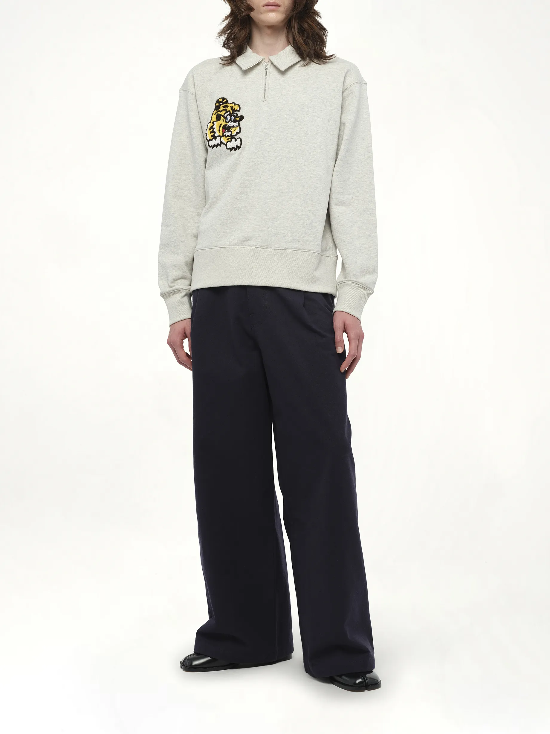 Gots Verdy Collection Half Zip Sweatshirt in Pale Grey sold by MARAIS product image thumbnail 4