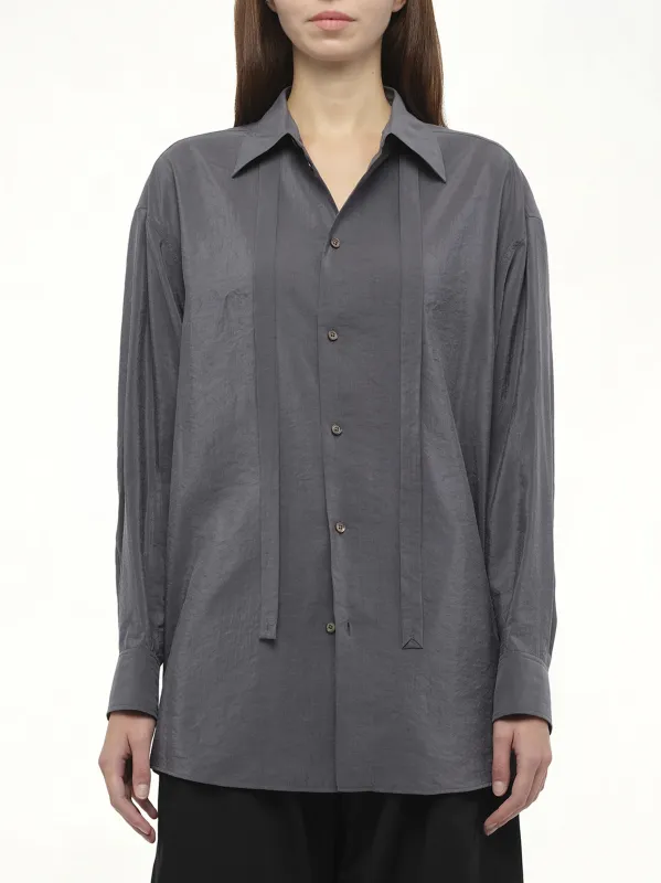 Long Shirt With Tie in Asphalt sold by MARAIS