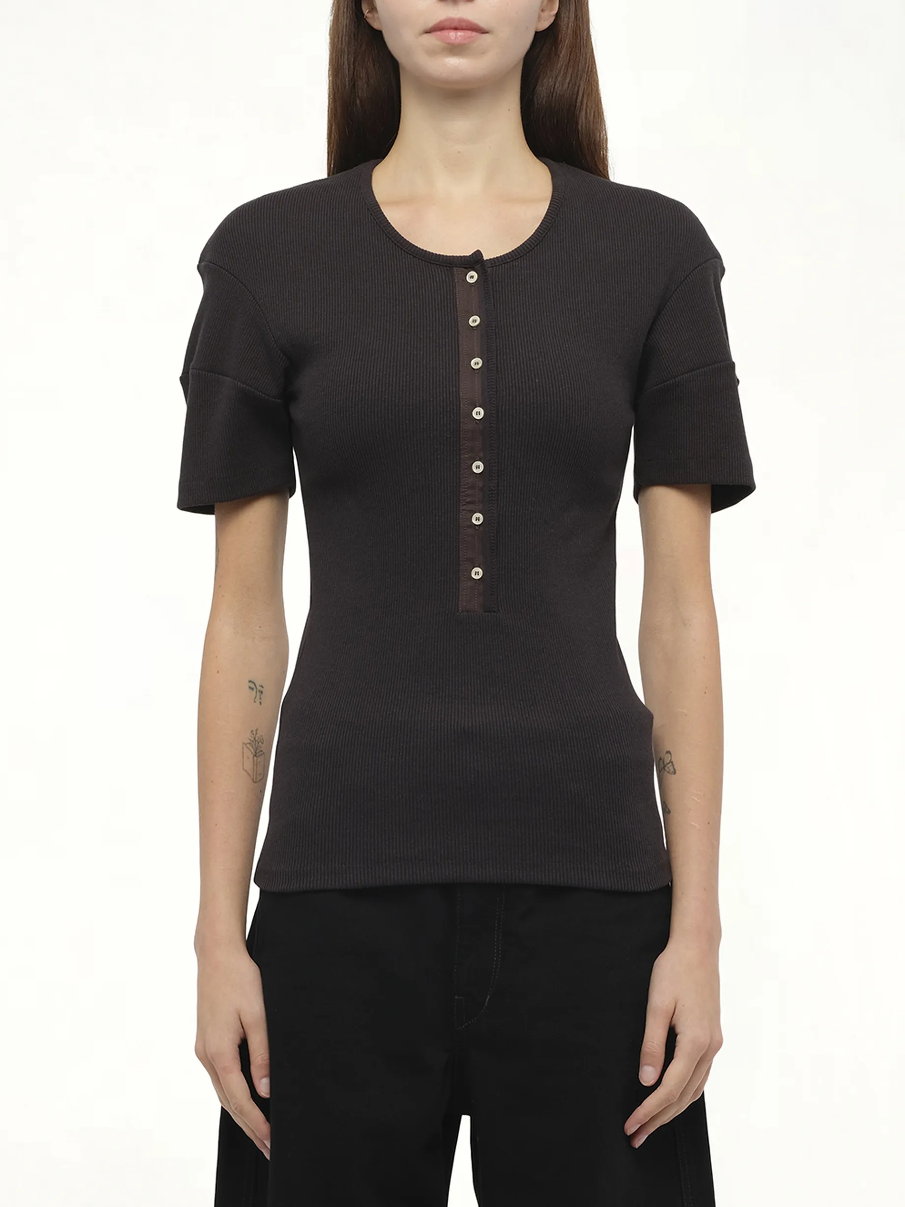 Fitted Henley in Jet Black sold by MARAIS