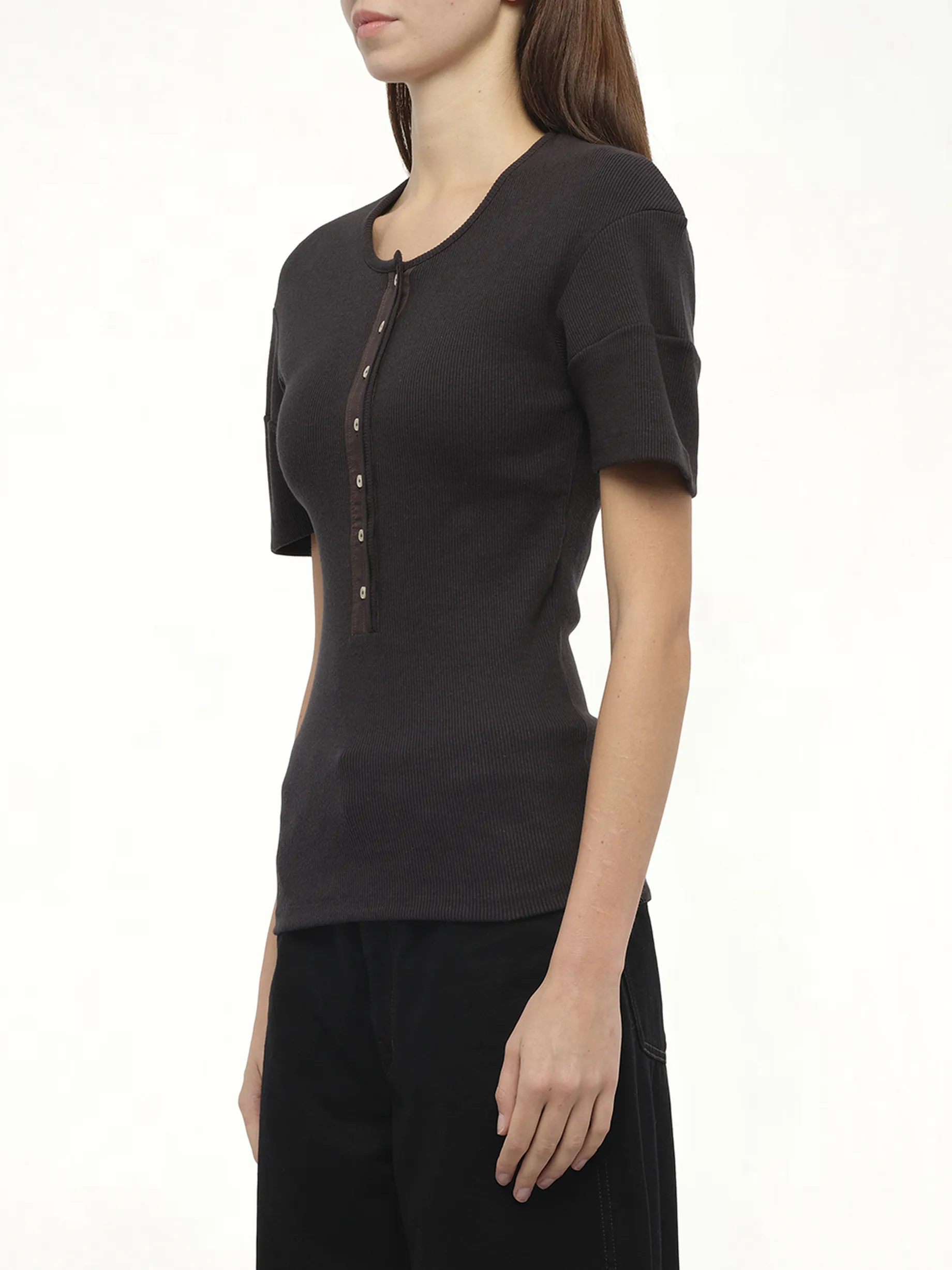 Fitted Henley in Jet Black sold by MARAIS product image thumbnail 5