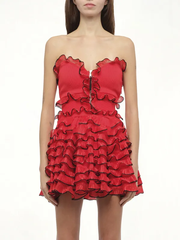 Off Shld Str Mini Dress in Red/Blk sold by MARAIS