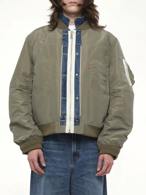 Levi's Denim x Nylon Twill Reversible Blouson in Blue/Khaki made by MARAIS