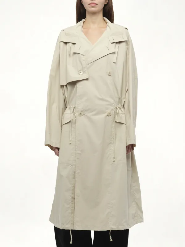 Light Hooded Trench in Stone Beige sold by MARAIS