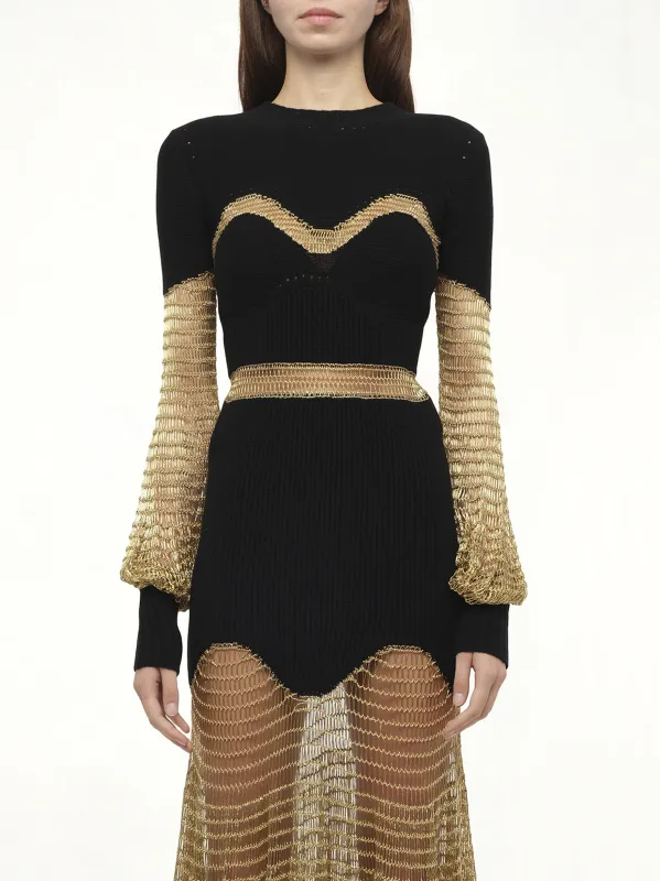 Knit Dress in Black/Gold sold by MARAIS