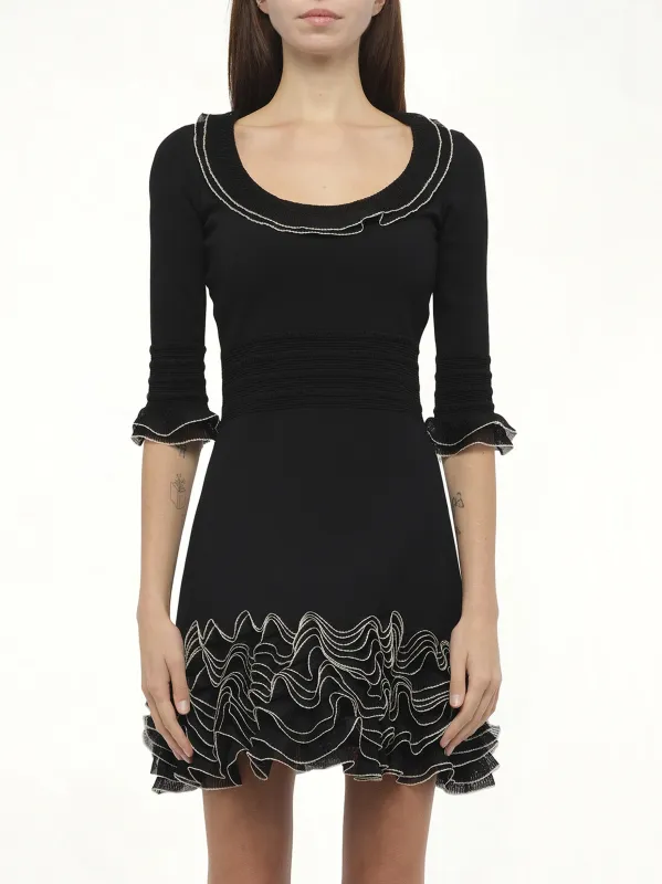 Amq - Plain Knit Mini Dress in 1020 sold by MARAIS