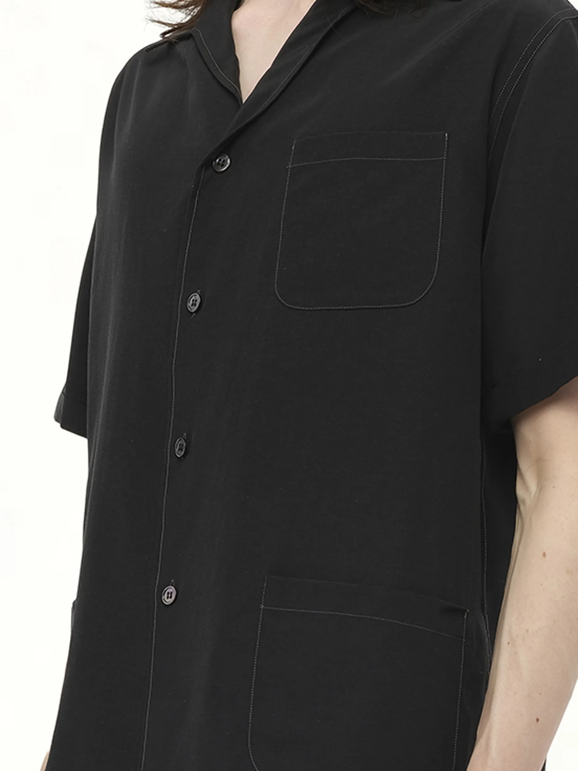 Soft Short Sleeve Shirt in Black sold by MARAIS product image thumbnail 3