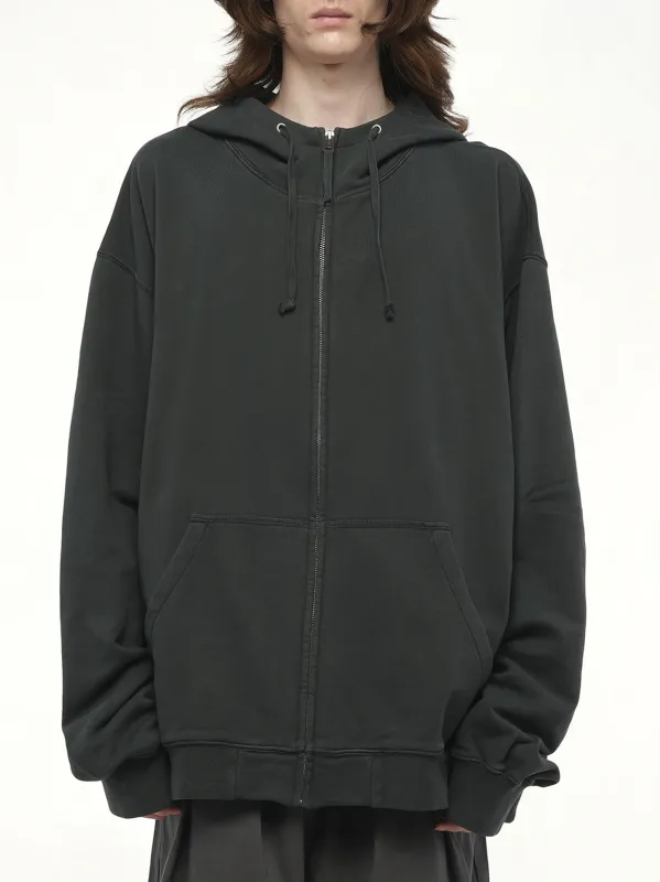 Number Zip Logo Hoodie in Black sold by MARAIS