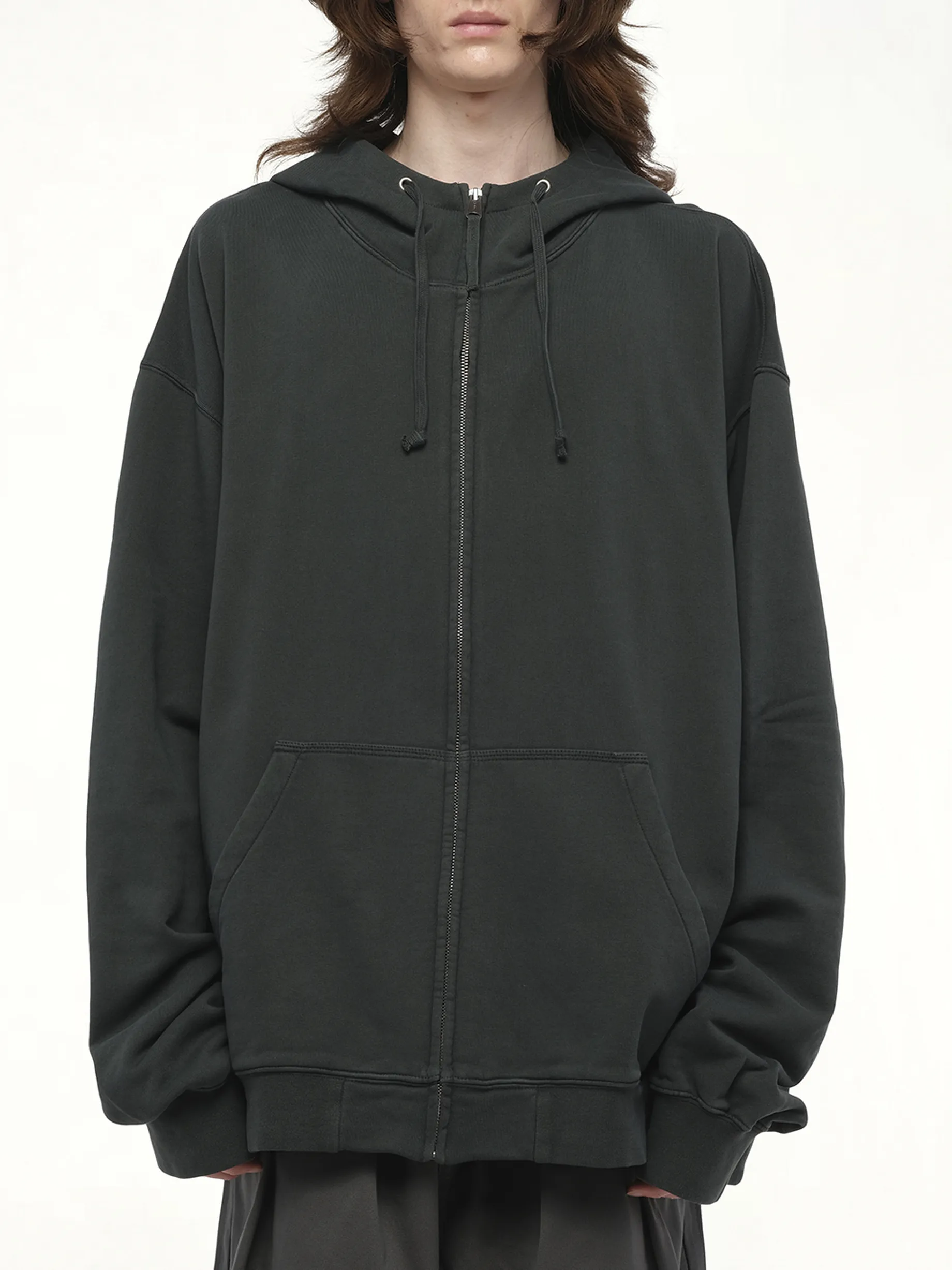 Number Zip Logo Hoodie in Black sold by MARAIS