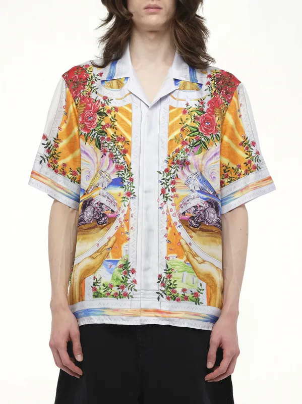 A Tournade De Rose Cuban Collar Shirt in Multicolour sold by MARAIS