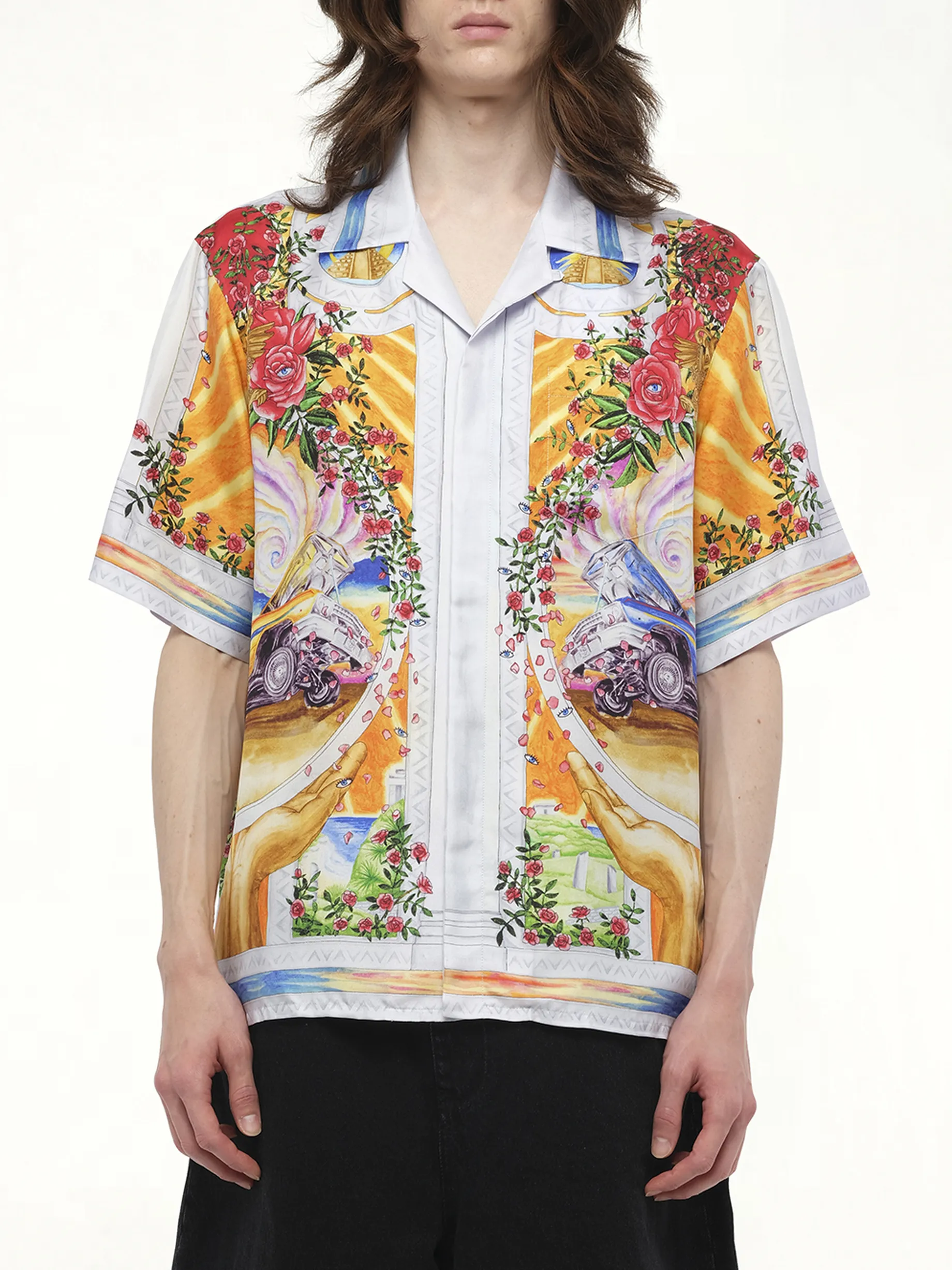 A Tournade De Rose Cuban Collar Shirt in Multicolour sold by MARAIS