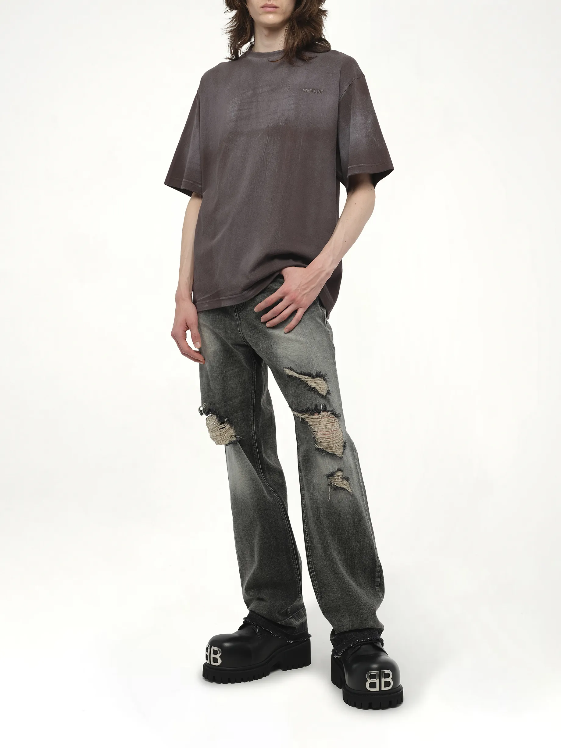 Spray Logo T-Shirt in Charcoal sold by MARAIS product image thumbnail 4