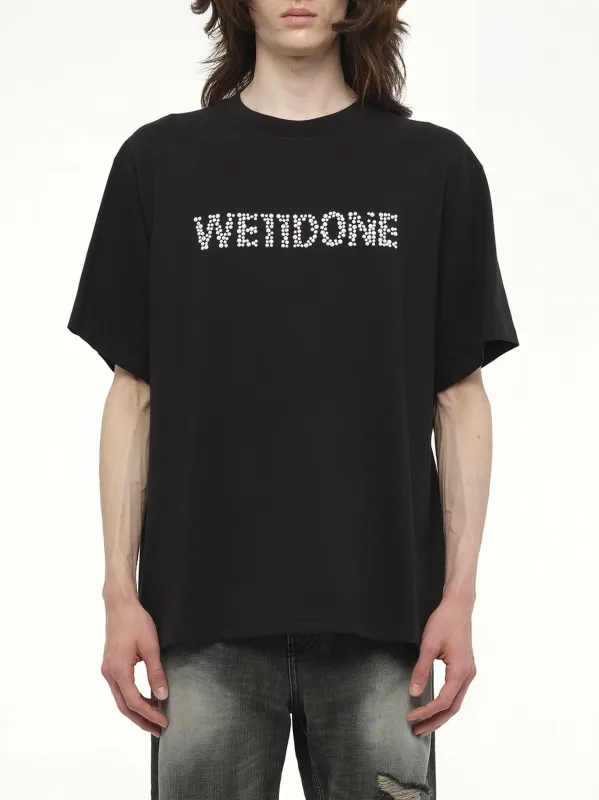 Pearl Logo Washed Short-sleeved T-Shirt in Black made by MARAIS