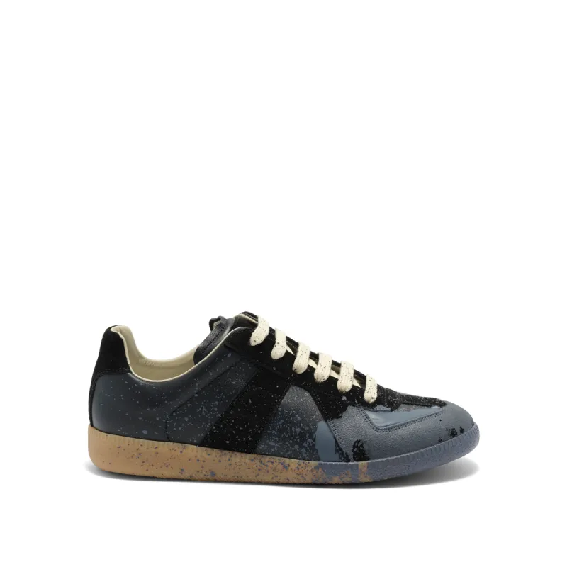 Replica Paint Splatter Sneaker in Black/Pewter sold by MARAIS