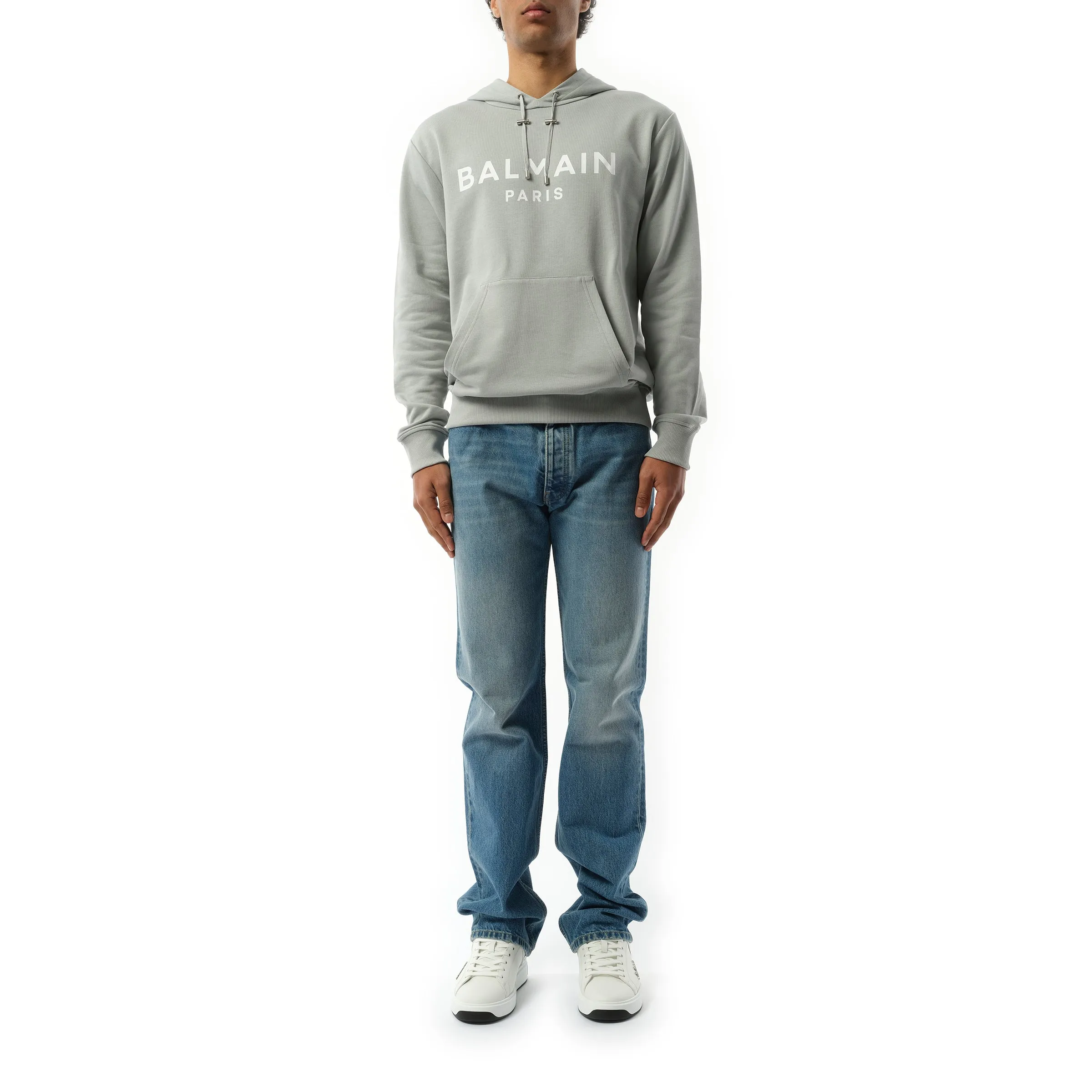 Balmain Print Hoodie in Grey/White sold by MARAIS product image thumbnail 4