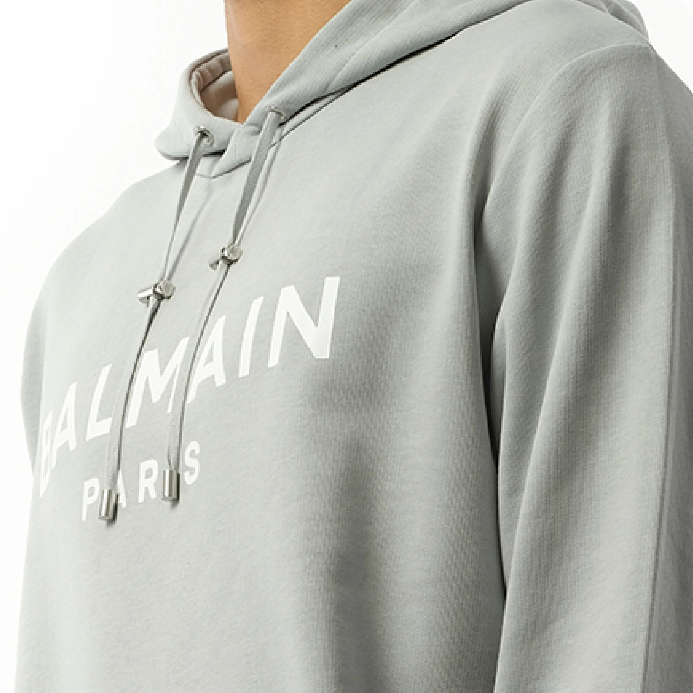 Balmain Print Hoodie in Grey/White sold by MARAIS product image thumbnail 3