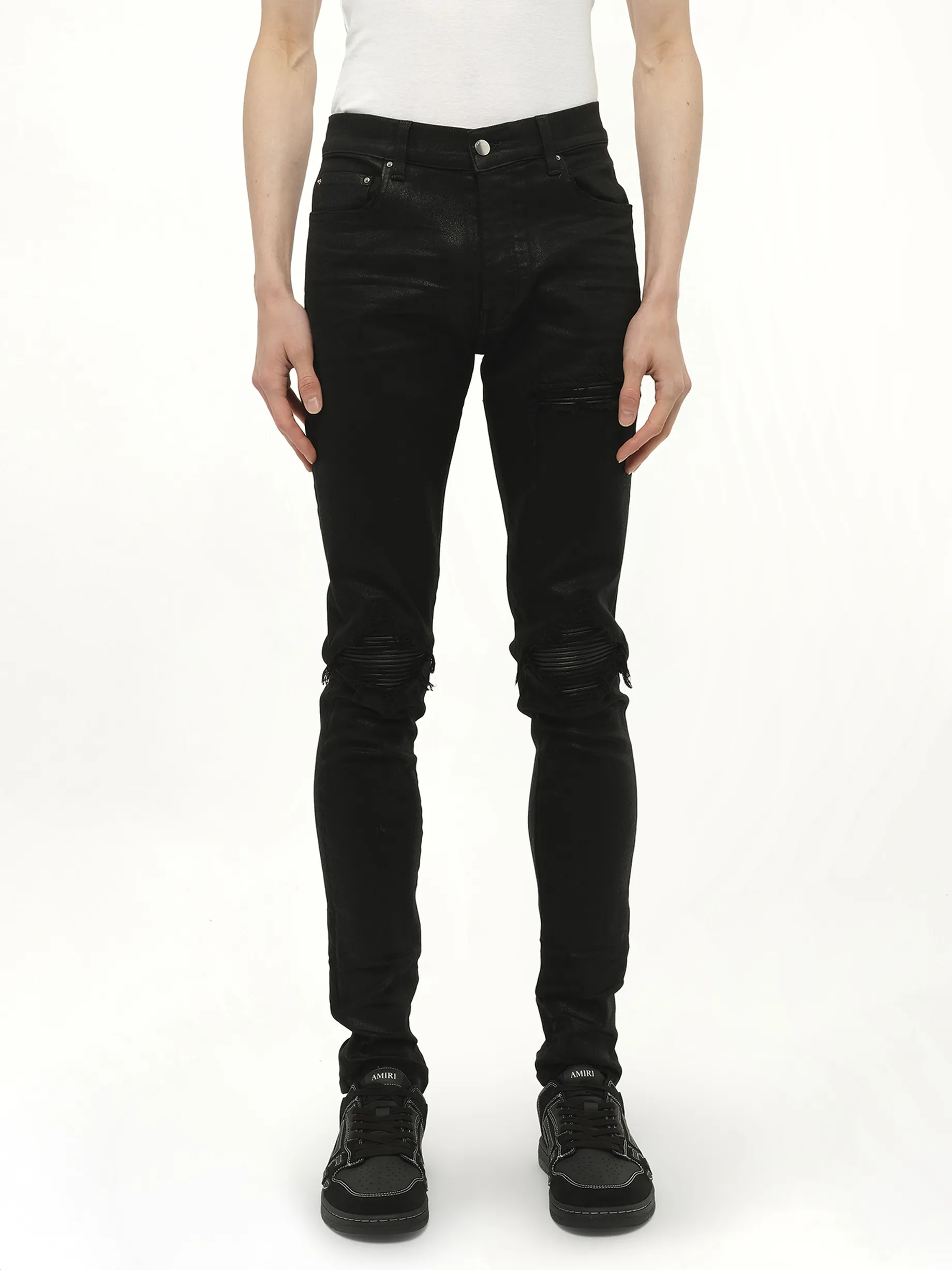 Waxed MX1 Jeans in Black Wax sold by MARAIS