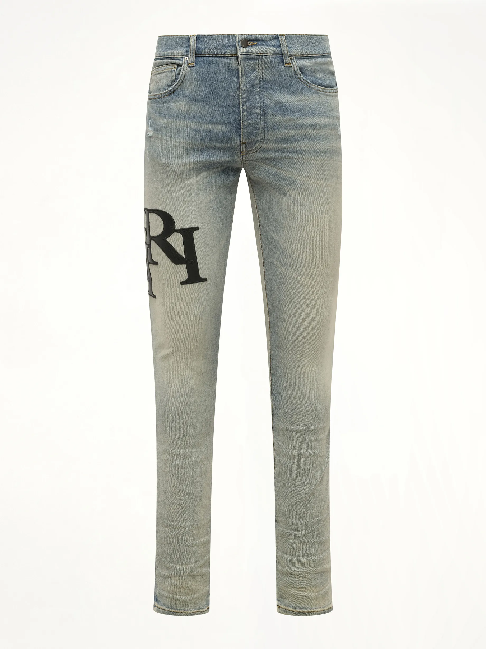 Staggered Logo Skinny Jeans in Antique Indigo/Black sold by MARAIS product image thumbnail 2