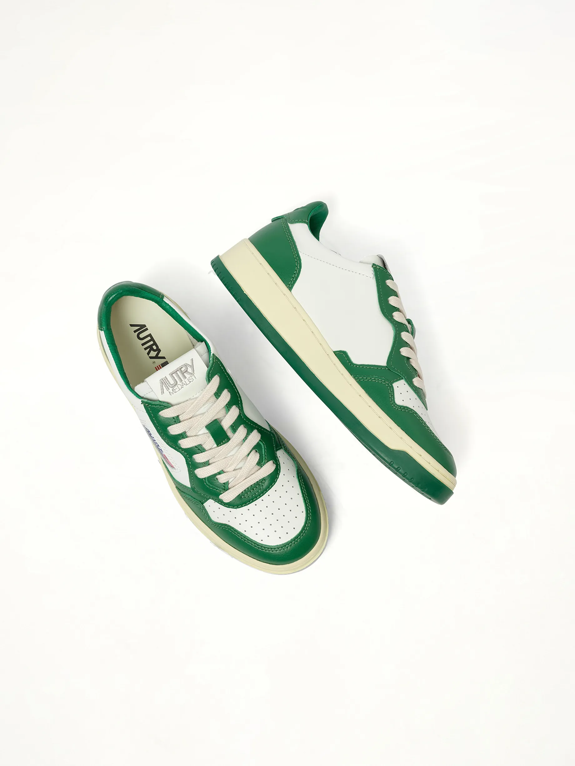 Medalist Low Bicolour Sneakers in White/Green sold by MARAIS product image thumbnail 3