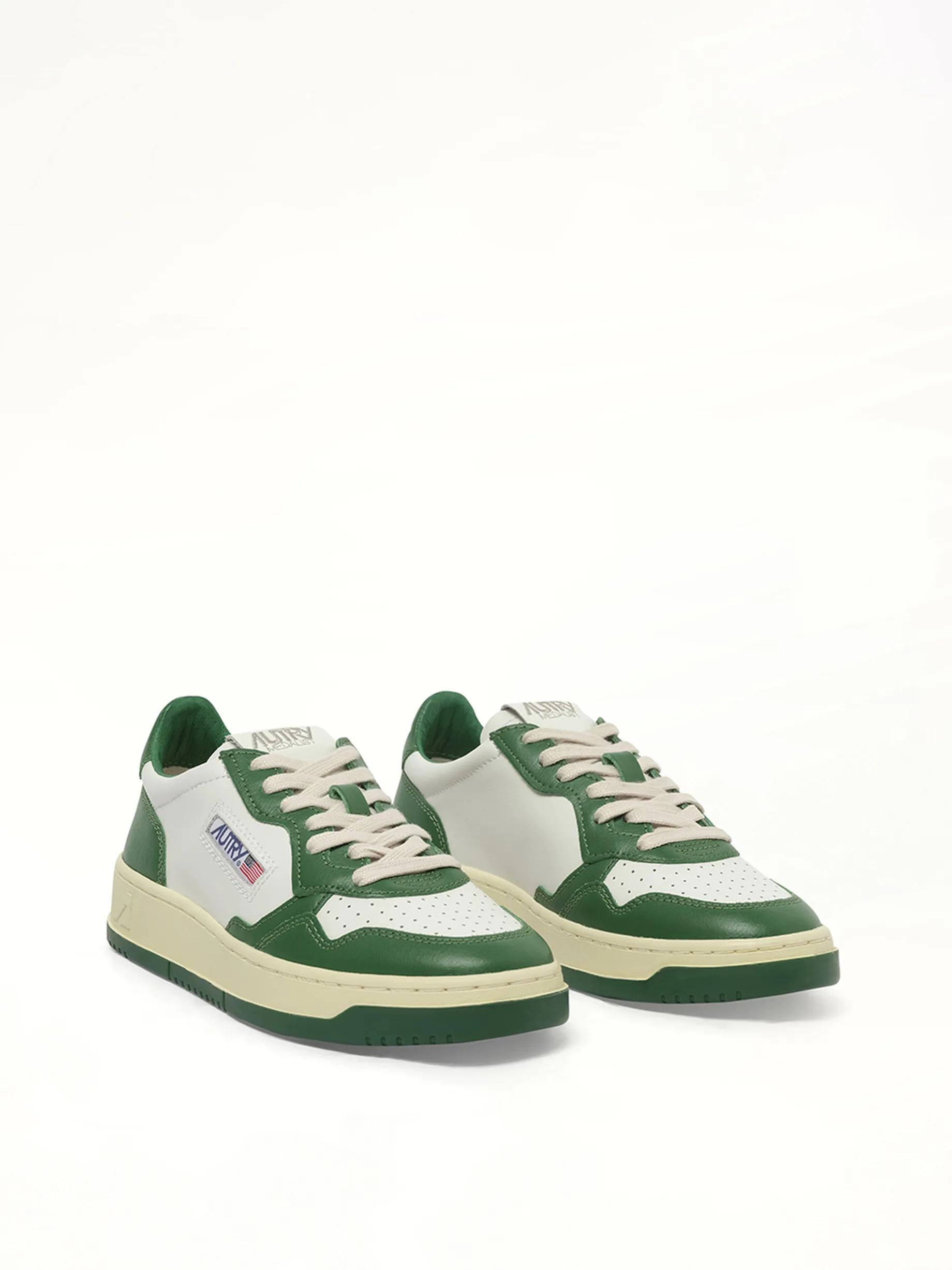 Medalist Low Bicolour Sneakers in White/Green sold by MARAIS product image thumbnail 2