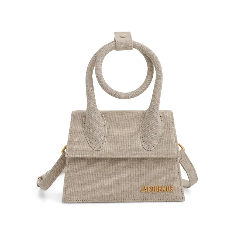 Le Chiquito Noeud Leather Bag in Light Grey sold by MARAIS