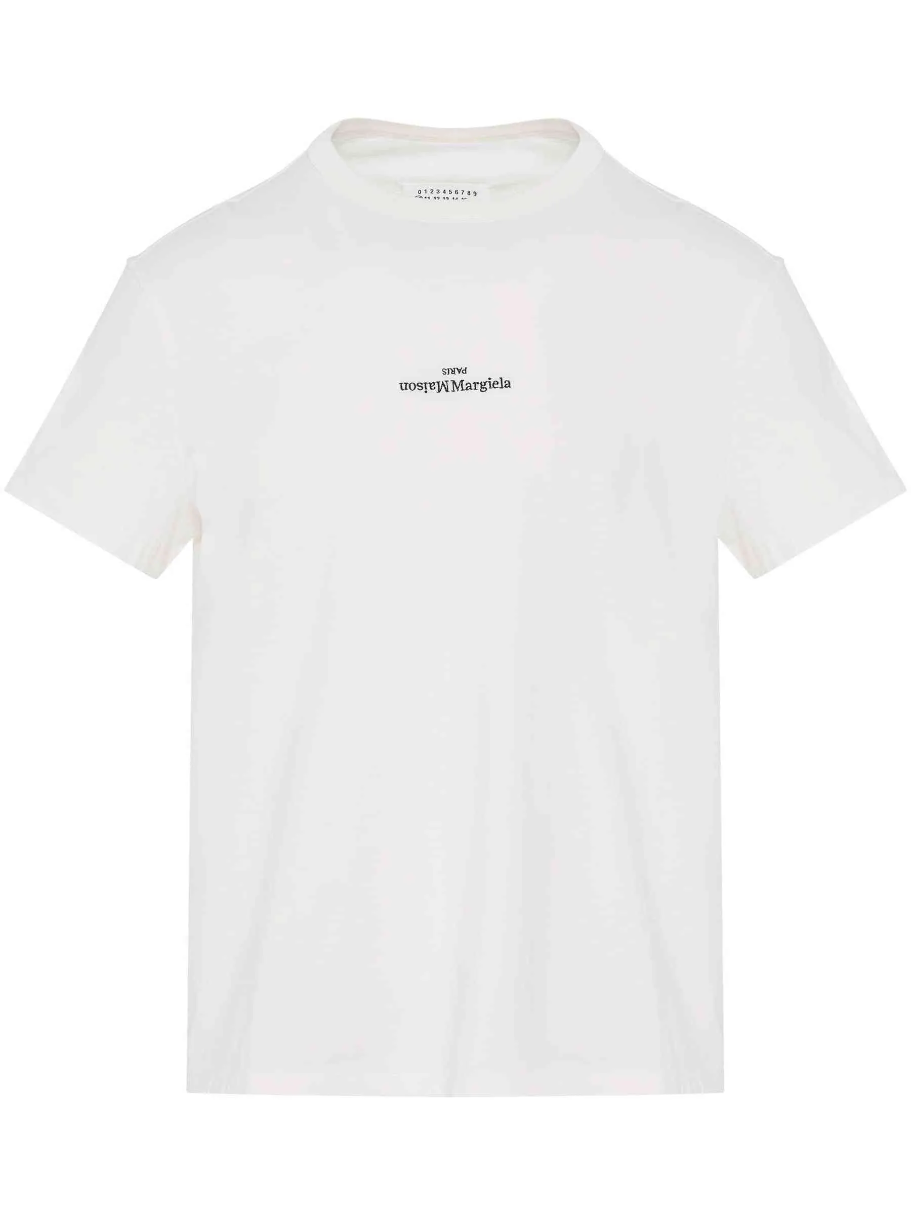 Upside Down Logo T-Shirt in White sold by MARAIS