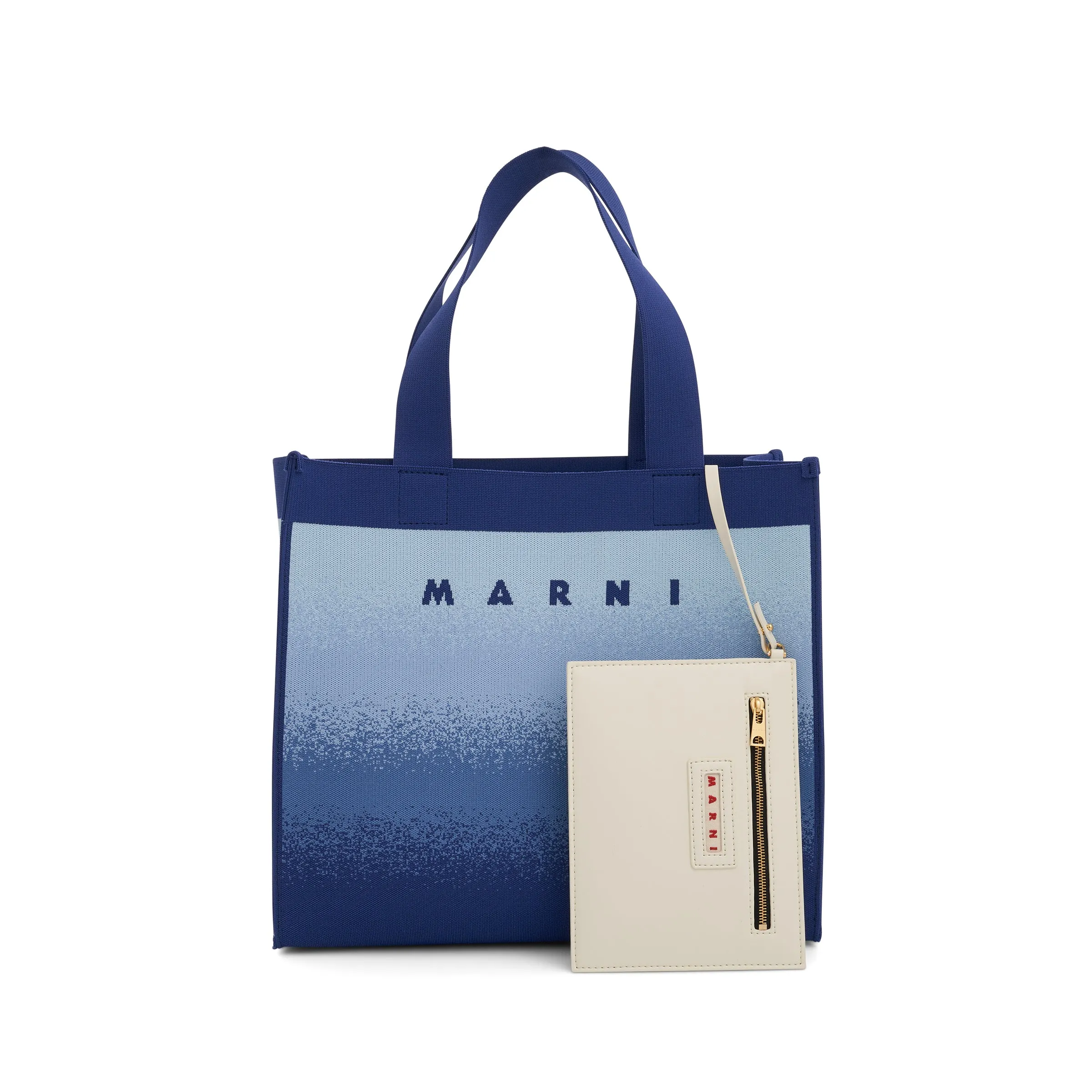 Medium Knit Jacquard Shopping Bag in Royal/Powder Blue sold by MARAIS product image thumbnail 3