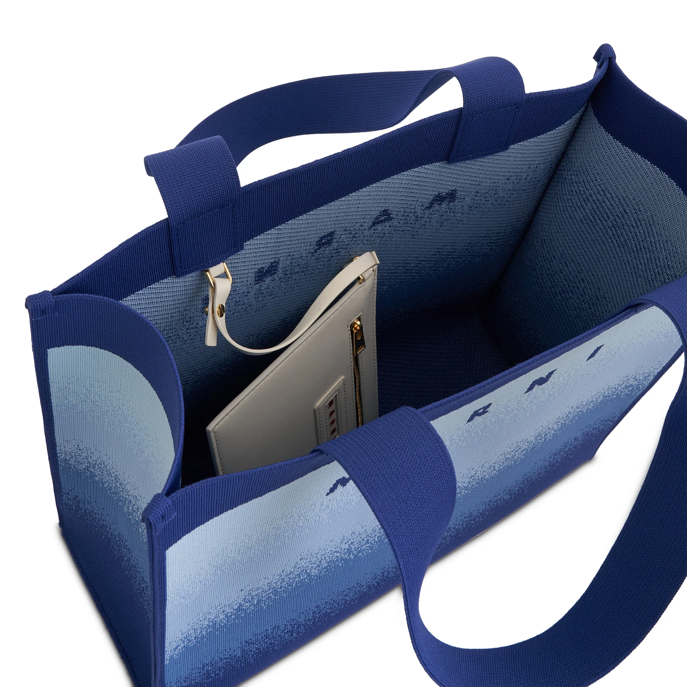 Medium Knit Jacquard Shopping Bag in Royal/Powder Blue sold by MARAIS product image thumbnail 4