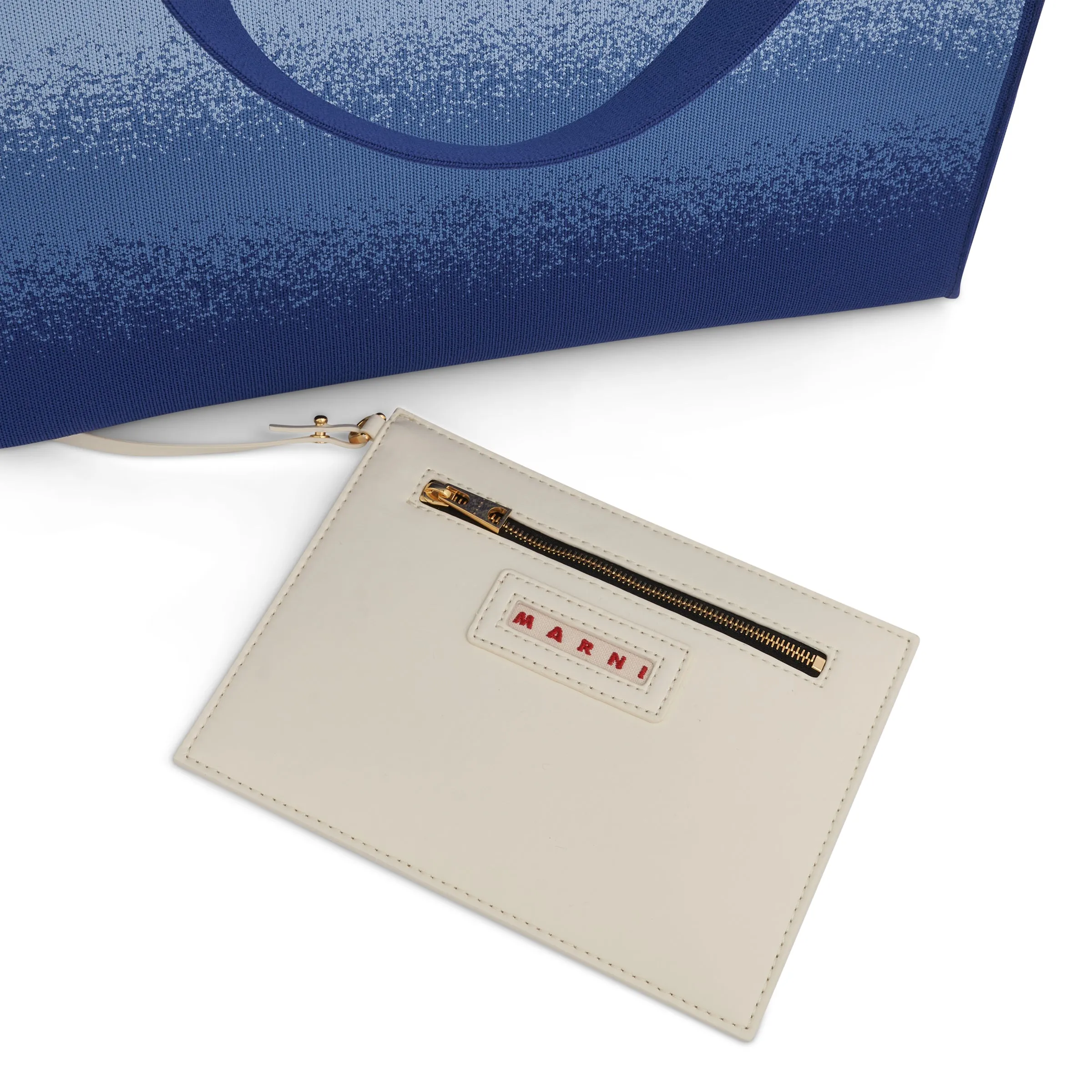 Medium Knit Jacquard Shopping Bag in Royal/Powder Blue sold by MARAIS product image thumbnail 5