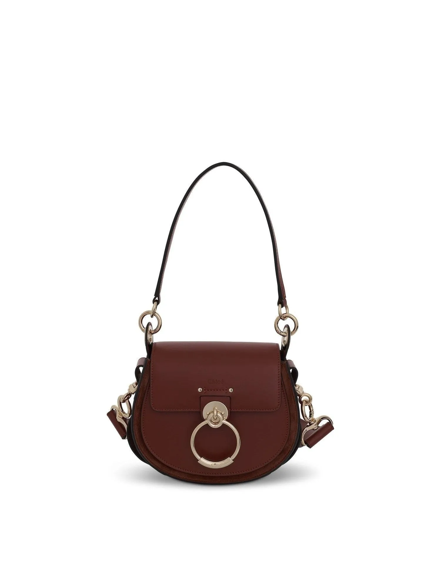Small Tess Bag in Shiny & Suede Calfskin in Sepia Brown sold by MARAIS