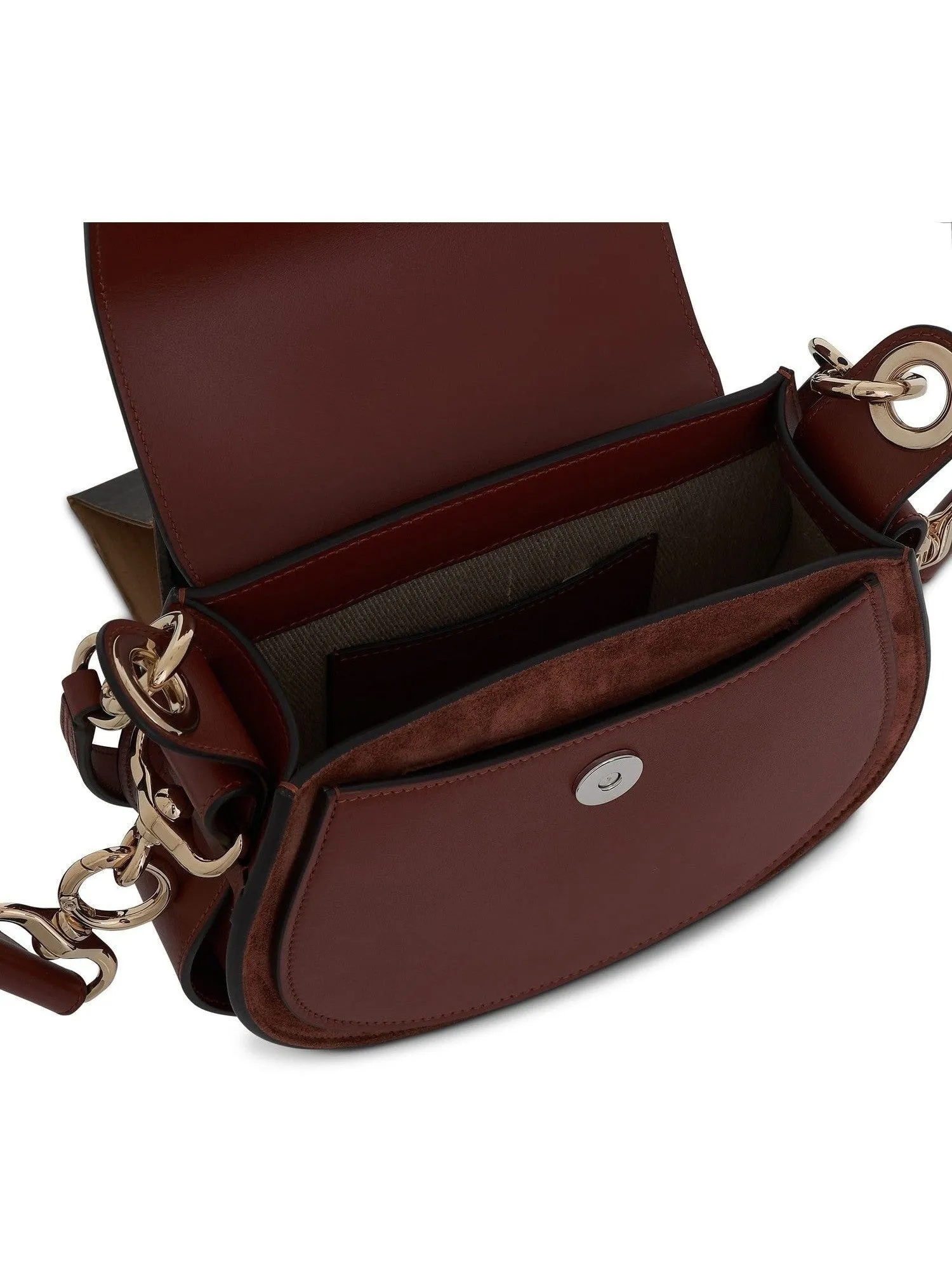 Small Tess Bag in Shiny & Suede Calfskin in Sepia Brown sold by MARAIS product image thumbnail 4