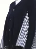 Wool Knit x Cotton Poplin Cardigan in Navy/NavyStripe sold by MARAIS