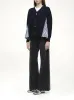 Wool Knit x Cotton Poplin Cardigan in Navy/NavyStripe sold by MARAIS