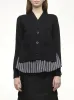 Poplin x Knit Cardigan in Black/Dark Navy Stripe sold by MARAIS