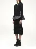 Poplin x Knit Cardigan in Black/Dark Navy Stripe sold by MARAIS