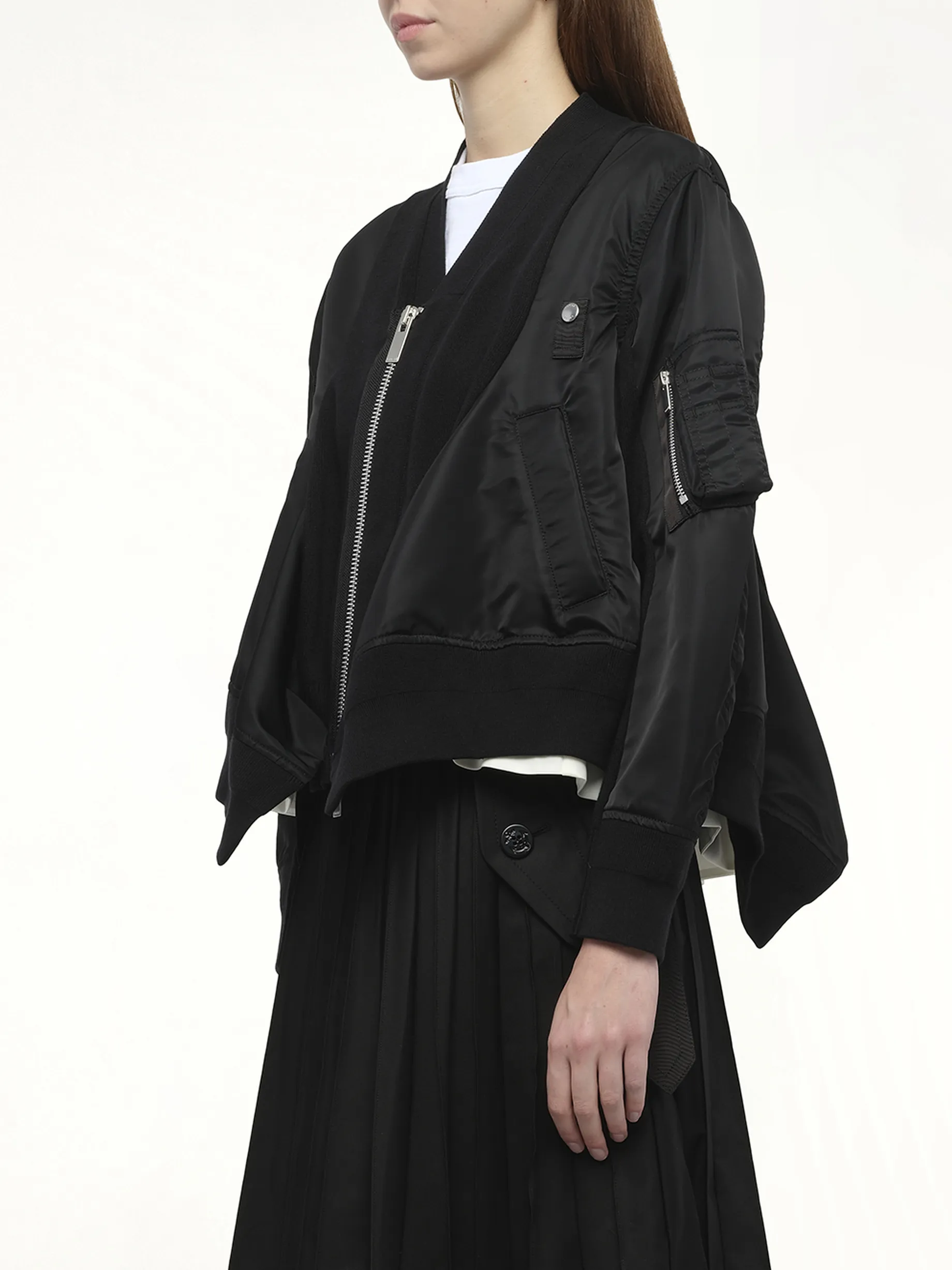 Nylon Twill x Knit Cardigan in Black sold by MARAIS product image thumbnail 5