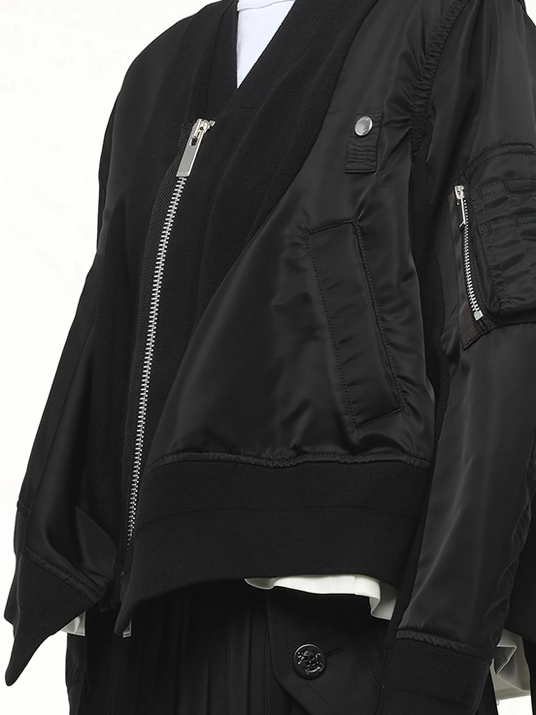 Nylon Twill x Knit Cardigan in Black sold by MARAIS product image thumbnail 3